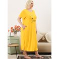 thumbnail image 4 of Women's Plus Size Nightgown Cat Print with Pocket Sleep Dress Sleepwear Yellow 3X, 4 of 6