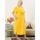 thumbnail image 4 of Women's Plus Size Nightgown Cat Print with Pocket Sleep Dress Sleepwear Yellow 3X, 4 of 6