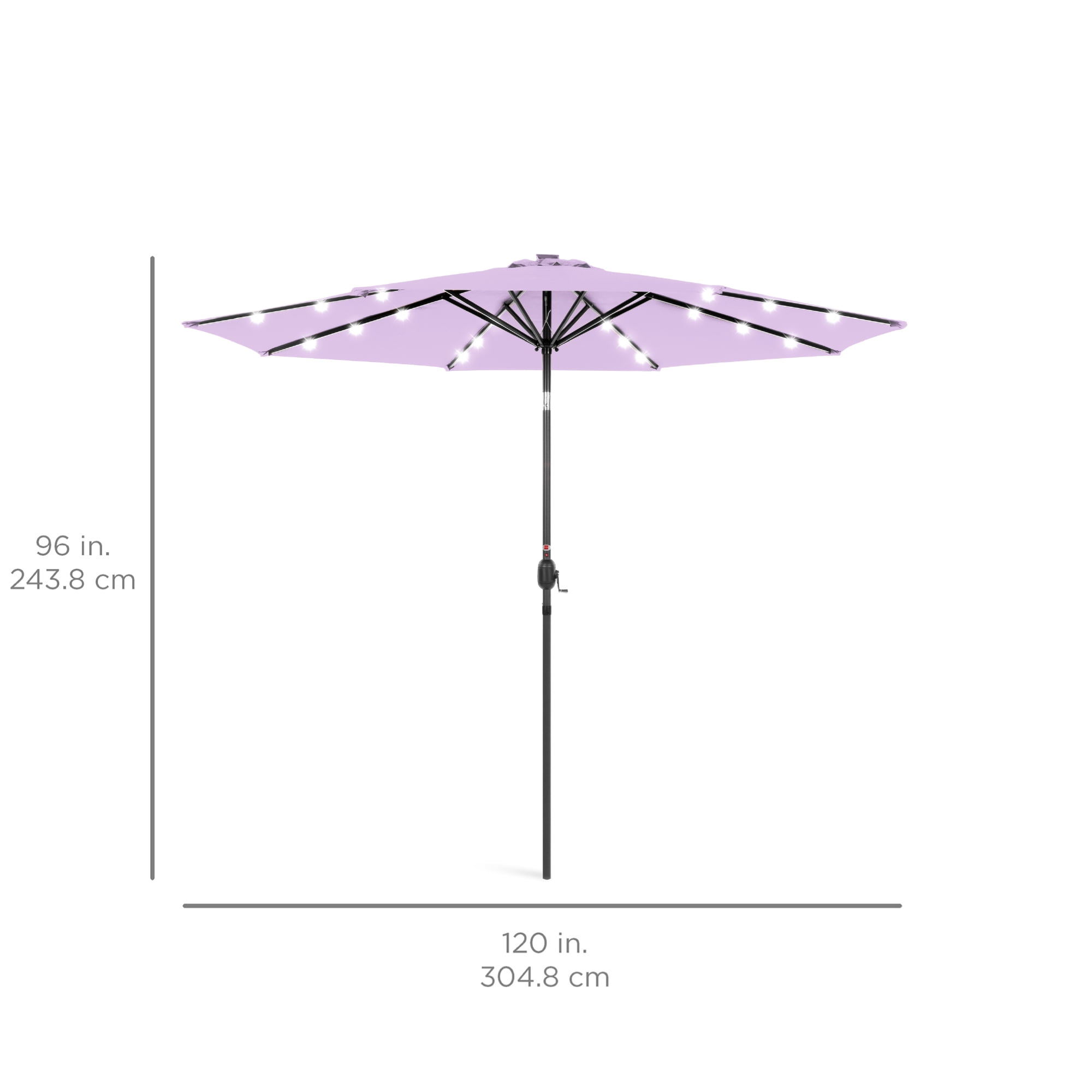 Best Choice Products 10ft Solar LED Lighted Patio Umbrella w/ Tilt Adjustment, UV-Resistant Fabric - Lavender