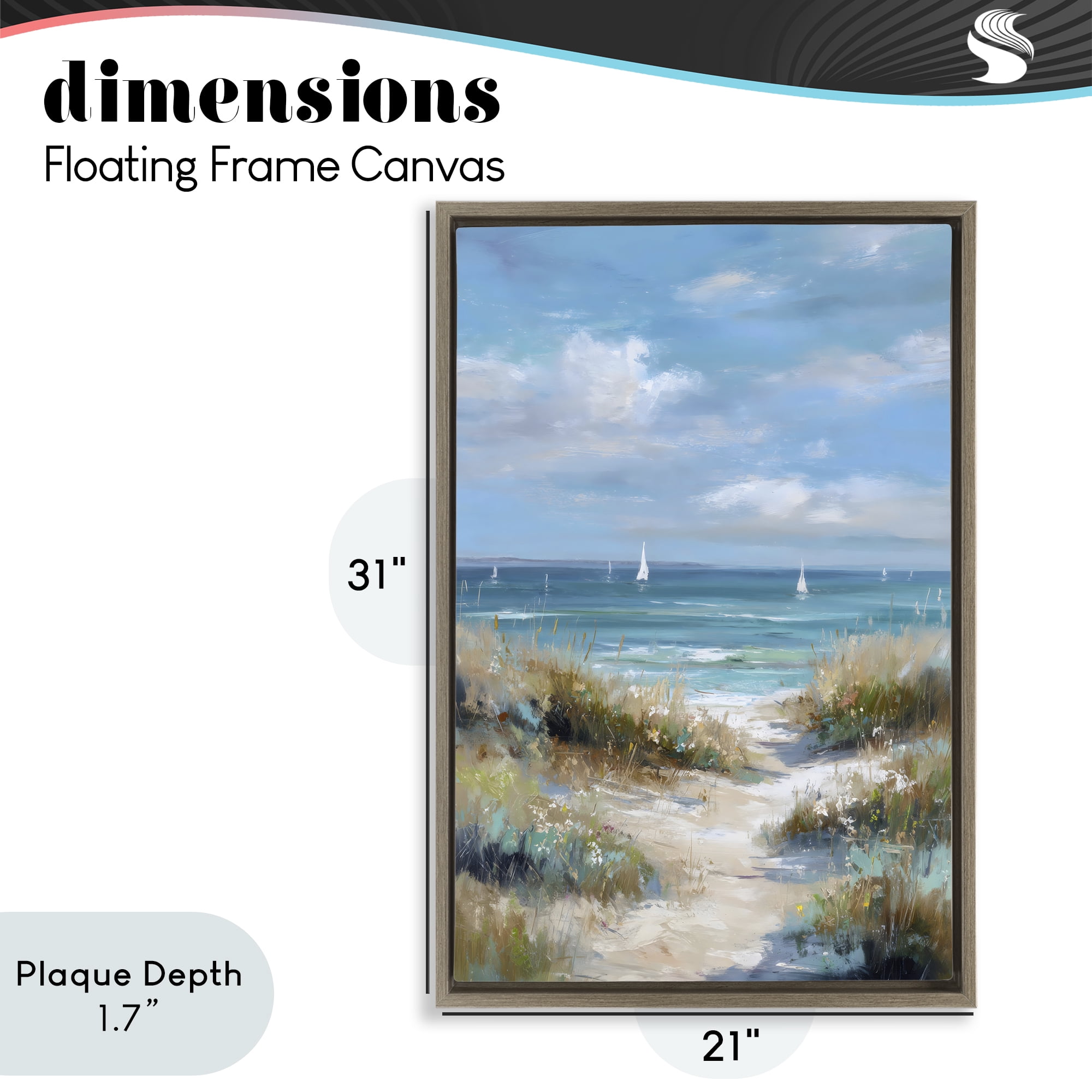 Stupell Industries Sailboat Path Impression Brown Framed Floater Canvas Wall Art, design by Petal Prints Design