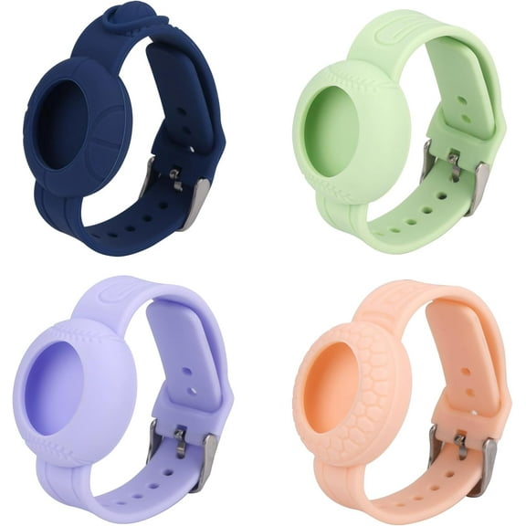 4pcs Waterproof Bracelet for Airtag, Soft Silicone GPS Tracker Watch Wristband Lightweight Hidden Holder Compatible with Air Tag Band