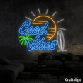 thumbnail image 3 of Craftnamesign Good Vibes Neon Sign, Beach Club Decor, Surfboard Shop Decor, 3 of 4