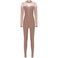 thumbnail image 3 of Manyakai Women Rhinestone Gymnastics Unitard One Piece Dancewear Ballet Leotard Ice Skating Jumpsuit Dusty Pink XXL, 3 of 7