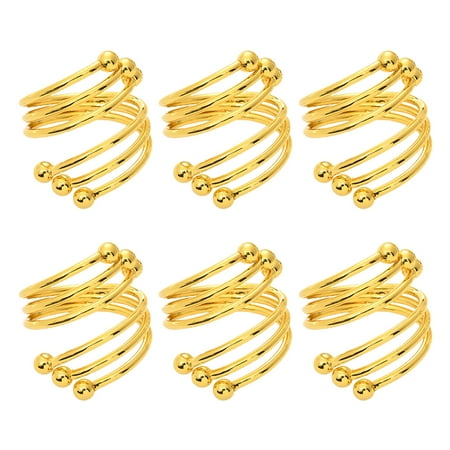 

6 Pcs Simple Alloy Napkin Rings Buckles Set Handcrafts Serviette Buckle Holder for Christmas Thanksgiving Wedding Party Family Dinner Table Decoration