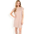 thumbnail image 2 of Women's Ruffle Sleeve Textured Knit Mini Shift Dress- Khaki,X Large, 2 of 7