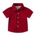thumbnail image 2 of ATOGUTA Uniform Shirts for Boys Kids Casual Button Down Shirts with Chest Pocket Red, 2-15 Years, 2 of 5