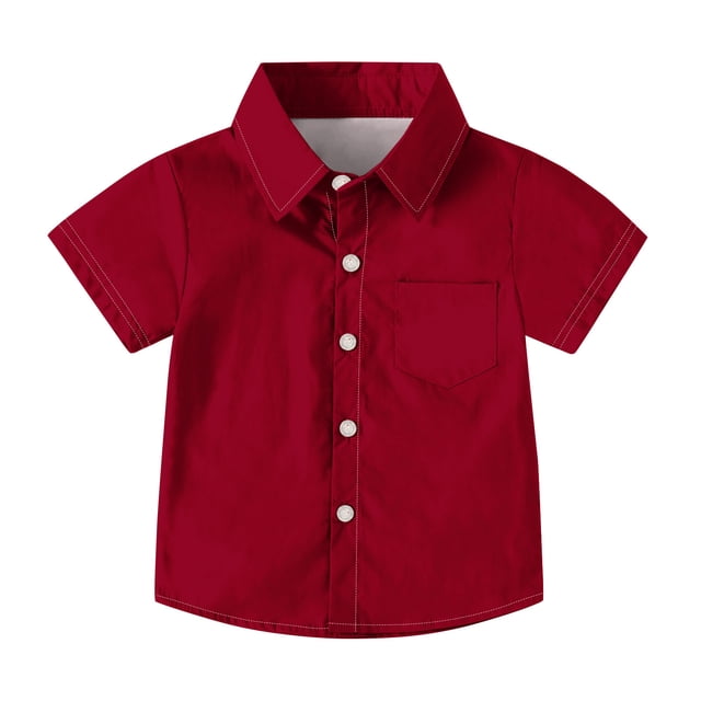 Chemises à Manches Courtes pour Garçons Chemise Décontractée Unie Uniforme Formel d'Été Enfants 2-15 Ans