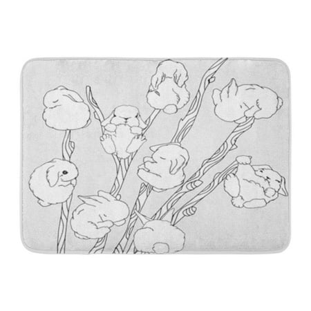 LADDKE Tall Pussy Willow Sprays Cute Little Fluffy Bunnies Easter Rabbits Coloring Doormat Floor Rug Bath Mat 30x18 (Best Way To Eat Her Pussy)