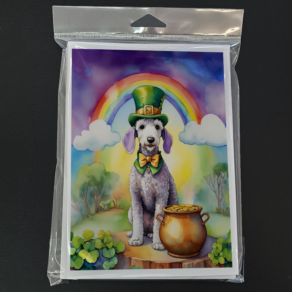 Bedlington Terrier St Patrick's Day Greeting Cards Pack of 8 7 in x 5 in