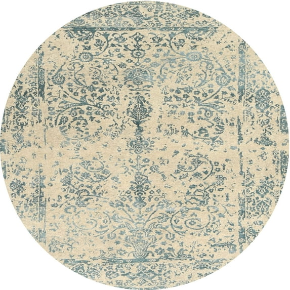 Ahgly Company Indoor Round Contemporary Golden Blonde Gold Abstract Area Rugs, 6' Round