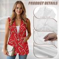 thumbnail image 6 of Uorisanigo Candy Cane Print Women's Jacket Vest Open Front Women's Suit Vest with Pockets V Neck Blazers Suit Vests Top Dressy Size S, 6 of 7