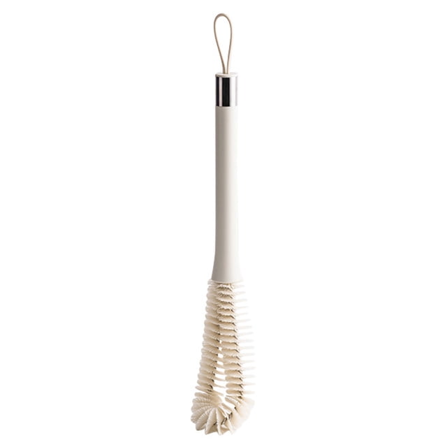Cepillo para tazas, limpiador de botellas, cepillo para fregar platos con mango largo, cepillo para limpieza profunda, color gris