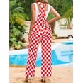 thumbnail image 6 of Overalls for Women Loose Fit Jumpsuits Fashion Checkered Straight Leg Pants Stretch Bib Coveralls, 6 of 9