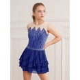 thumbnail image 7 of iiniim Girls Sparkly Figure Skating Sleeveless Ruffle Tiered Skirt Shiny Ice Skating Dress Dancewear Navy Blue 12, 7 of 7