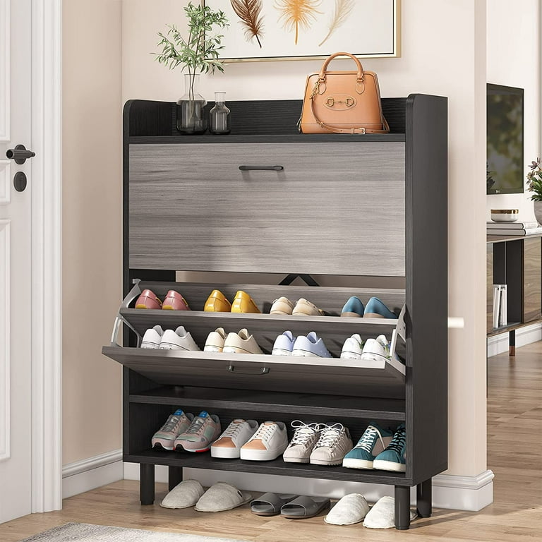 Tribesigns Shoe Storage Cabinet, Freestanding Shoe Storage Organizer with  24 Cubbies, 8-Tier Grey Shoe Rack Adjustable Partition for Entryway, Closet