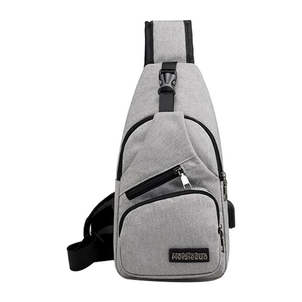 Bolso bandolera en el pecho con con puerto de carga USB de viaje gris Sunnimix Bolso bandolera tipo bandolera