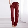 thumbnail image 2 of SuDongPo Women's Cotton Linen Pants Clearance High Elastic Waisted Casual Loose Comfy Lightweight Trousers Ladies Fall Winter Fashion 2024 Lounge Jogging Sweatpants Drawstring Straight Leg Pants, 2 of 4