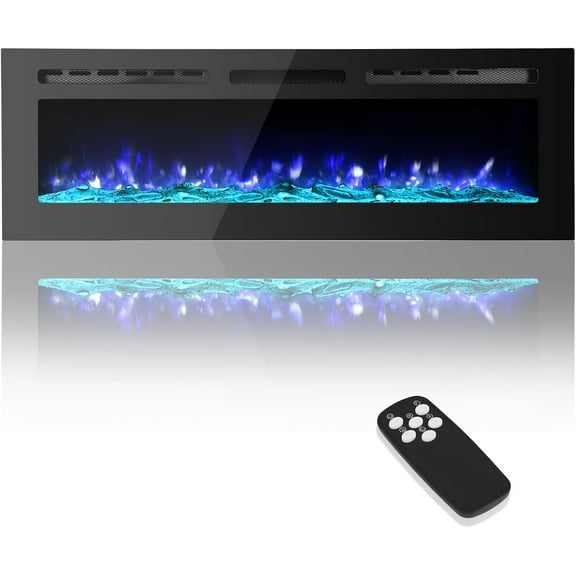 Litake 72" Wall-Mount Electric Fireplace, Fireplace Heater with 750W/1500W Heater, 12 Color Flame Effects, Remote Control & Timer