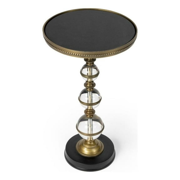 Pemberly Row Contemporary Granite & Acrylic Pedestal End Table