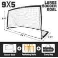 thumbnail image 3 of RUNBOW 9x5 ft Portable Kids Soccer Goal for Backyard Adult Junior Large Practice Soccer Net with Carry Bag (9x5FT, 1 Pack, Black), 3 of 7