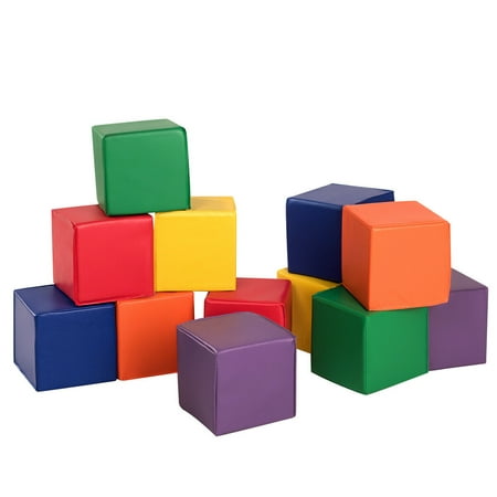 Gymax 12-Piece 8'' PU Foam Big Building Blocks Colorful Soft Blocks Play Set For