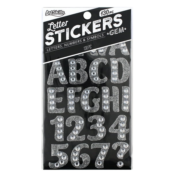 Unique sticky letters walmart Artskills Silver Glitter Gem Letter Stickers Full Adhesive Letters 130 Pc Walmart Com