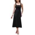 thumbnail image 2 of INSPIRE CHIC Tank Dress for Women Square Neck Sleeveless Zipper A Line Summer Casual Maxi Dresses L Black, 2 of 6