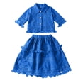 thumbnail image 4 of PRfgtbd Toddler Girls Summer Outfits Lace Short Sleeve Shirts Tops And A-Line Flowy Skirt Two Piece Matching Outfits Casual Party Wear Cute Girls Outfits, 4 of 4