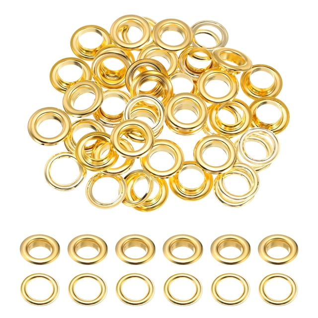 Uxcell 30Set 1/2" Ojales con Arandelas para Tela, Cuero, Cinturones, Ropa, Núcleos de Perlas, Proyecto DIY, Oro
