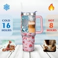 thumbnail image 4 of 40oz Cute Red Strawberry Stainless Steel Flip Straw Tumbler Spill Proof Travel Cup Double Wall Vacuum Insulated Coffee Mug with Top Handle, 4 of 6