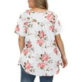 thumbnail image 4 of Plus Size Tops for Women Short Sleeve Buttons Up Blouses Flowy Floral Tunic Tops, 4 of 9