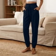 thumbnail image 5 of Gamivast Linen High Waisted Pants for Women Paperbag Elastic Waist Dstring Casual Pants Tapered Leg Lounge Pants Pockets Summer Solid Loose Fit Daily, 5 of 6