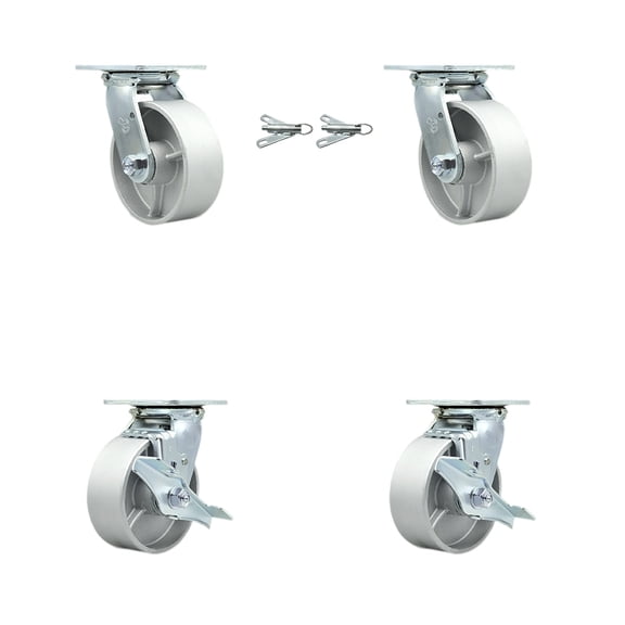 5 Inch Semi Steel Caster Set with Ball Bearings 2 Swivel Lock 2 Brake SCC