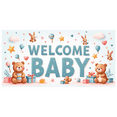 thumbnail image 2 of LUUFILx Welcome Baby Banner Backdrop Decoration for Baby Shower Party Supplies Cute Animal Theme Photography Props Background Newborn Celebration Decor, 2 of 7