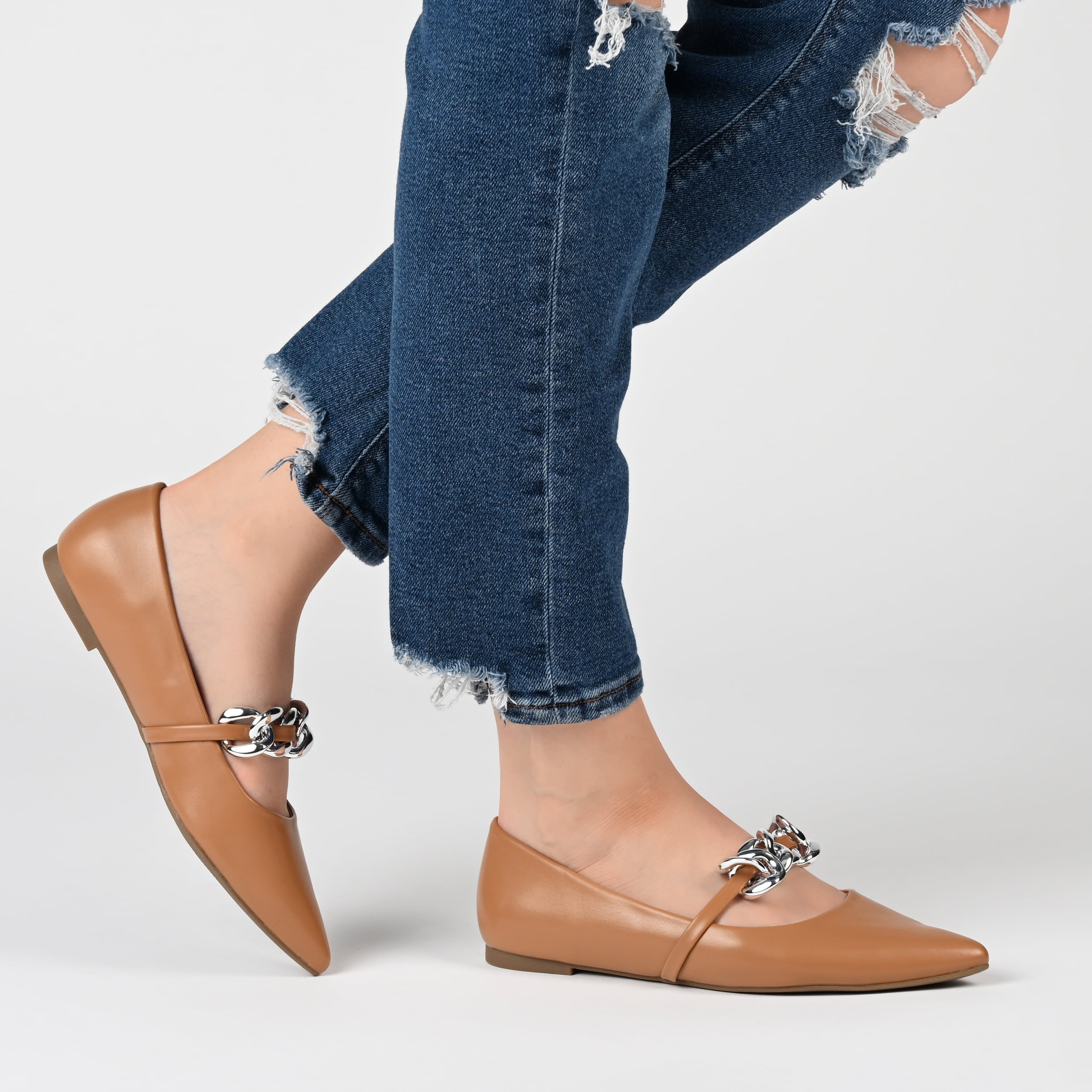 Journee Collection Womens Metinaa Ballet Pointed Toe Slip On Flats