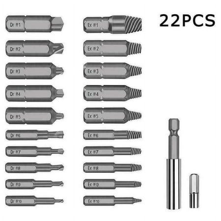 

Leke 22Pcs Damaged Stripped Screw Extractor Drill Bits Broken Remover Bolt Tool Set