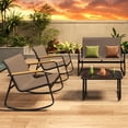 thumbnail image 5 of Noelse Patio Furniture Set, 4 Piece Textilene Conversation Set with 2 Rocking Chairs and Coffee Table, Perfect for Lawn, Garden, Poolside, Tan, 5 of 10