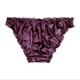 thumbnail image 2 of INSPIRE CHIC Women's Plus Size Low Waist Soft Satin Sparkled Brief Stretchy Underwear Large Burgundy, Gray, Rose Red, 2 of 6