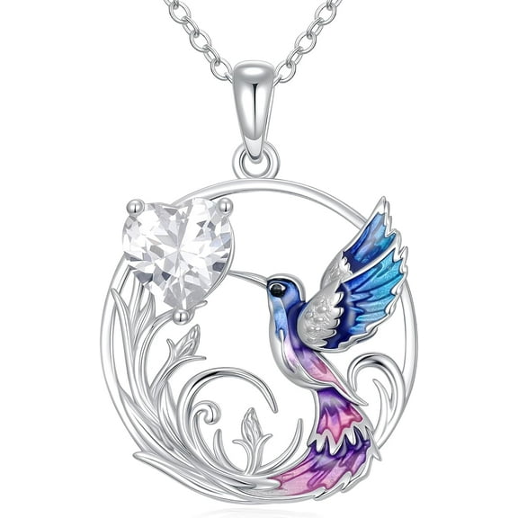 DVEATR Hummingbird Pendant Necklace Sterling Silver Hummingbird Jewelry Gift for Women