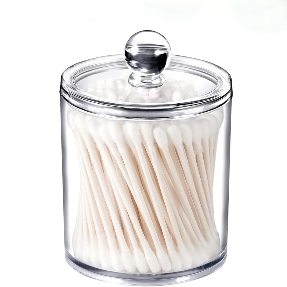 1 Pack of 3 Oz, QTips Holder Storage Canister Clear Plastic Acrylic