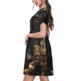 thumbnail image 2 of Balery Gothic Raven Portrait Vestidos sueltos de manga corta para mujer, vestidos de verano 2025, vestidos casuales de corte A con vuelo., 2 of 6