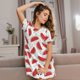 thumbnail image 3 of Balery Watermelon Camisón de manga corta con cuello redondo para mujer, cómodo y elegante., 3 of 6
