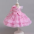 thumbnail image 2 of IDOPIP Toddler Girls Pageant Dress 3D Flower Tulle Tutu Dress Wedding Princess Birthday Party Prom Gown 9M-6Y, 2 of 9