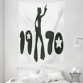 thumbnail image 1 of 70s Party Decorations Tapestry, Retro Seventies Woman Silhouette Stars Dancing Fashion Youth, Wall Hanging for Bedroom Living Room Dorm Decor, 60W X 80L Inches, Black and White, by Ambesonne, 1 of 2