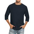thumbnail image 6 of Trgacdwlo Mens Casual Shirts 3/4 Sleeve Crew Neck Mens Baseball Shirt Summer Fall Big and Tall Solid Solor Cotton Shirts Men Navy 4XL, 6 of 7