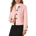 thumbnail image 5 of DARING DIVA Women's Turn Down Collar Single Breasted Outwear Winter Pea Coat Pink L, 5 of 6