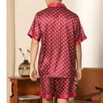 thumbnail image 5 of Edvintorg Men Pajama Sets Loungewear Solid Casual Button Closure Print Short-Sleeve Pajama Shorts Set with Pockets, 5 of 6