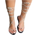 thumbnail image 4 of Sandalias de mujer Vendaje Rhinestones Transpirable Verano Zapatos planos Wmkox8yii  nm8969, 4 of 4
