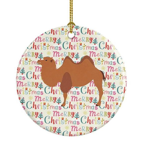 Bactrian Camel Christmas Ceramic Ornament 2.8 in x 2.8 in