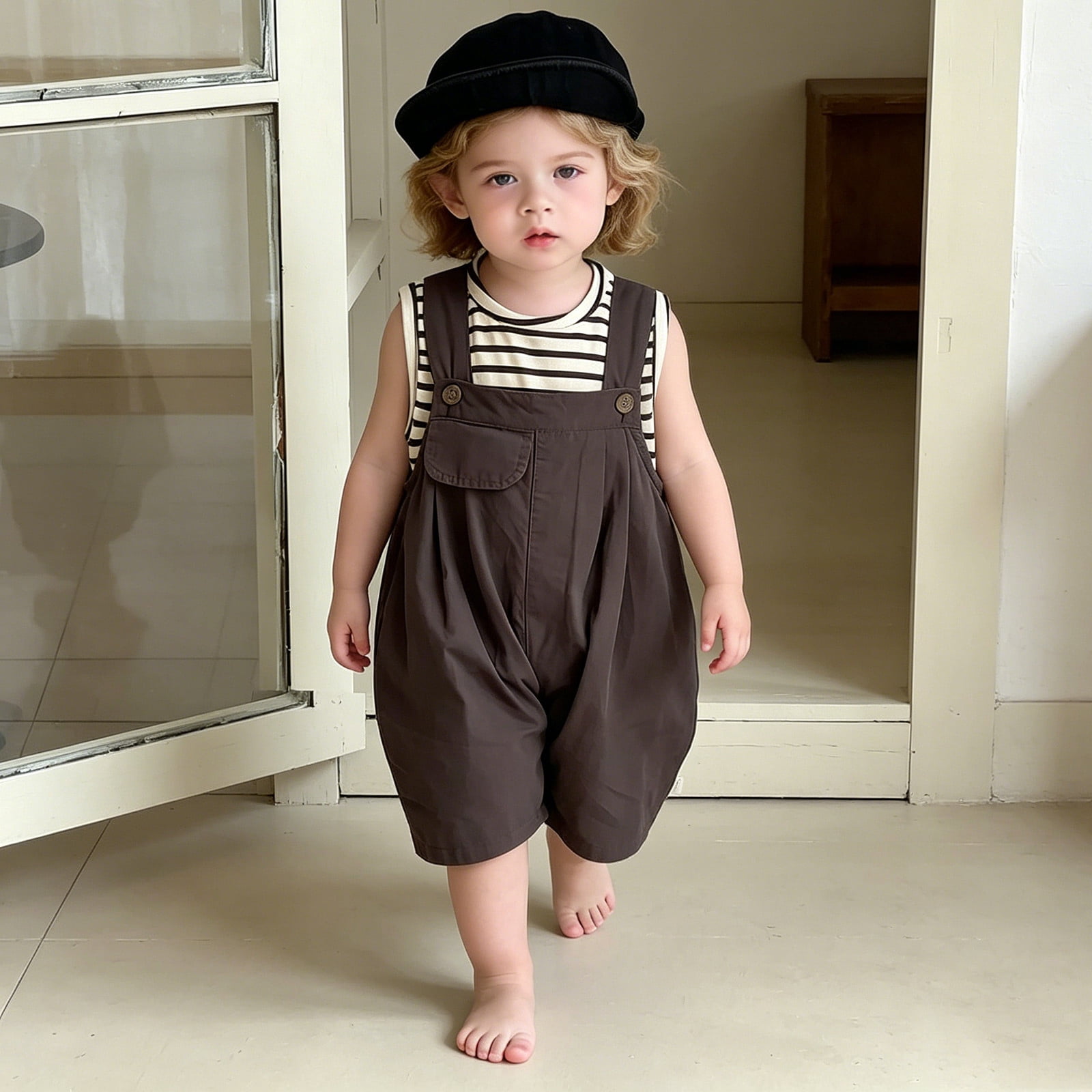 KVPLBQFD Newborn Baby Boys Sleeveless Romper Baby One Piece Casual Overalls Trendy Jumpsuit for Toddler Summer Smocked Clothes